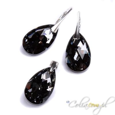 Komplet Swarovski Elements migdał silver night 22