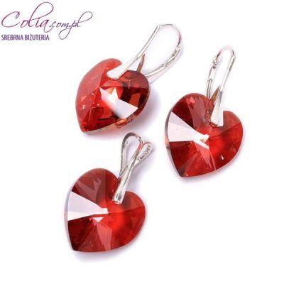 Komplet Swarovski Elements serca red magma 18