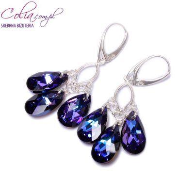 Kolczyki Swarovski Elements kandelabry migdały heliotrope