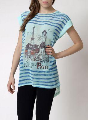 -40% SALE Mgiełka bluzka nadruk paski oversize