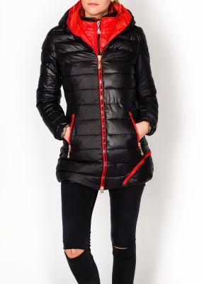 - 30% SALE Pikowana kurtka zimowa czerwone zamki