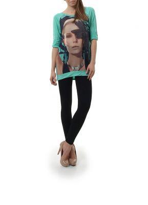 -20% SALE Luźna bluzka tunika nadruk szyfon