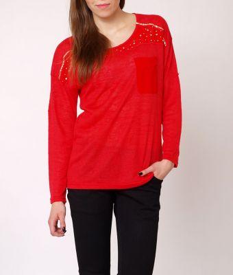 -20% SALE Bluzka zdobiony dekolt wstawka