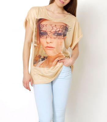 -20% SALE Bluzka nadruk retro oversize