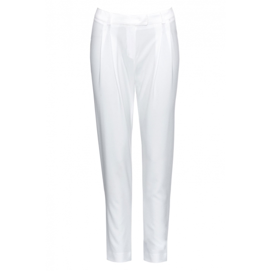 Białe spodnie z zakładkami