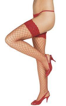 Sexi pończochy Holdup stockings with large denier Red