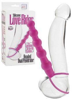 Penis na pasku Beaded Dual Penetrator Pink